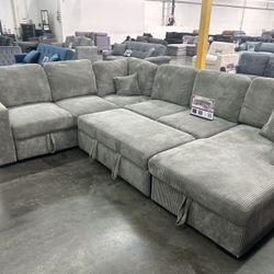 Brand New Comfy Corduroy Pullout Sectional 