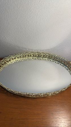 Vintage Vanity Mirror ( Gold Filigree ) Metal