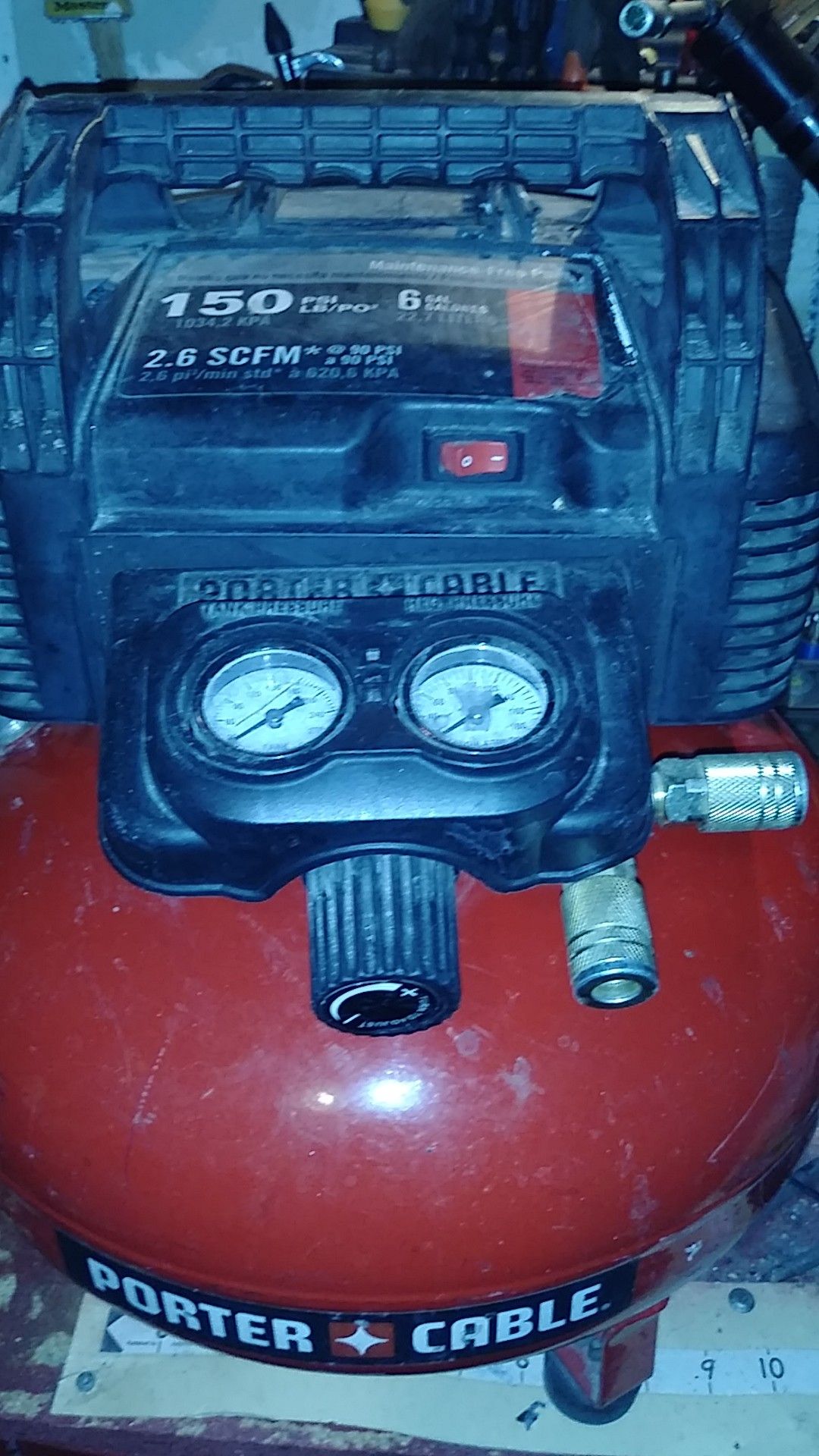 6 gallon porter cable air compressor works great!!$65