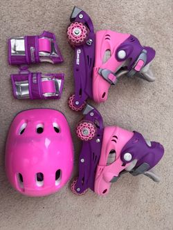 Girls Inline Adjustable Rollerblades helmet & pads