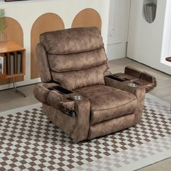 Brand New Coffee Extended Footrest Comfort Chenille Power Lift Recliner, Recliner Sofa with Massage and Heat