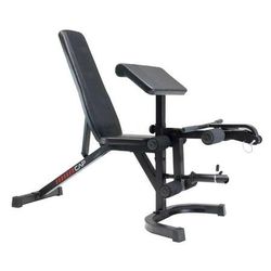 (GREAT CONDITION) Workout Bench With Built In Leg Extension And Leg Curl Device Plus Curl Pad And Bar Attachment 