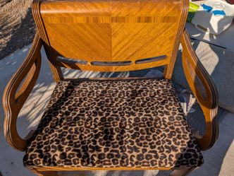 Chair ART DECO vintage Midcentury Extra wide Seat Wood  print guc