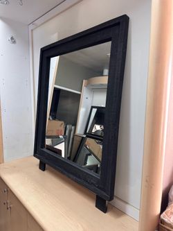 Rustic Charcoal Distressed Farmhouse Dresser / Bedroom Mirror — 35.5” x 39.5”