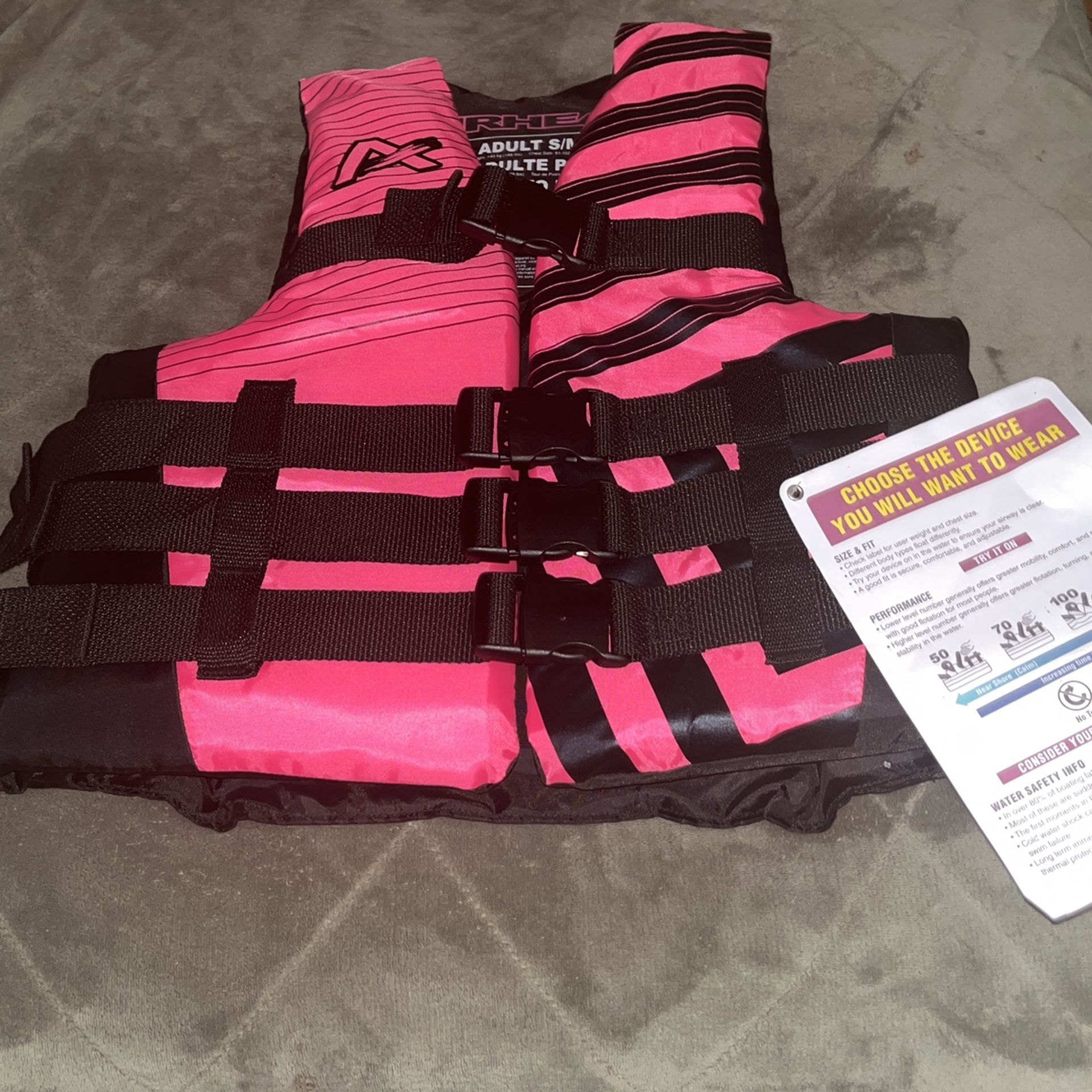 New Brand size Adult S/M Life Vest Jacket Pink Color