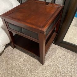 Dark Cherry Living Room Table Set – Coffee + Side Table