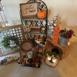 Fall Harvest Farmhouse Decor And Bakers Rack $10-$40 Each 