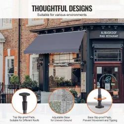 682#178 x 47" Patio Awning Retractable, Awning Sunshade Shelter with Manual Crank Handle, Outdoor Patio Canopy Sunsetter Deck, Adjustable Height from 