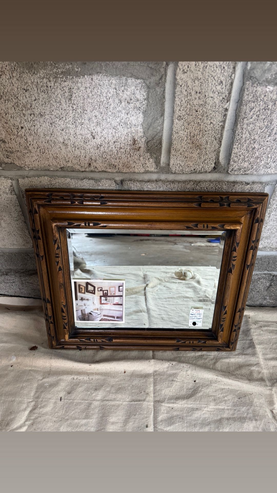 *Vintage* MEXICAN , Handcarved Dark RED & Light Brown WOOD mirror
