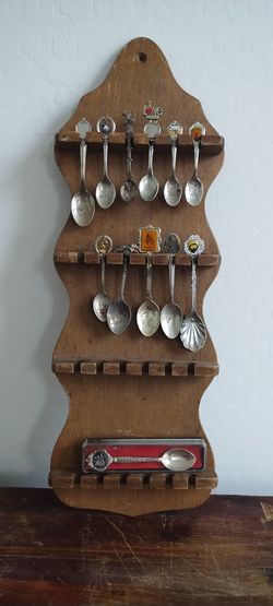 Vintage Souvenir Spoons And Display 