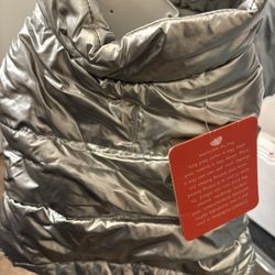 Dog / puppy Silver puff jacket for girls ( SIZE SMALL )