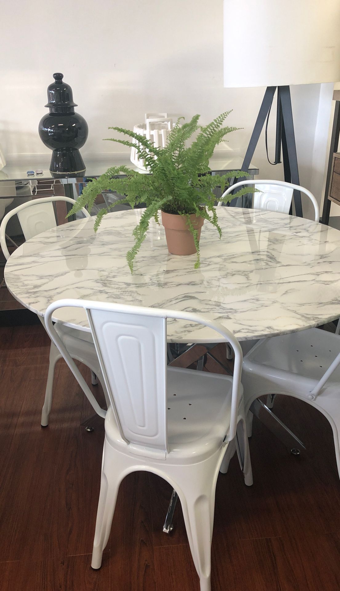 Marble finish dining table