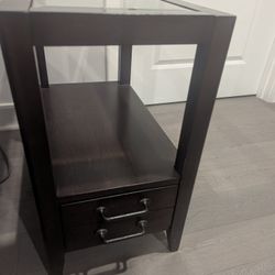 Stylish End Table Glass Top With Shelf Used - Moving Sale