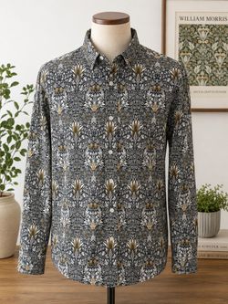 Morris & Co x H&M Men's Large William Morris Floral Button Shirt Lyocell Cotton