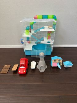 Multi-Level Hamster Cage + Full Accessory Bundle (Tubes, Houses, Ramps)