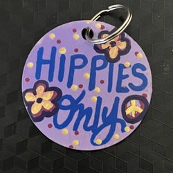 Hippies Only Wood Keychain 