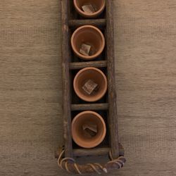 Flower Pot Set in Wooden Basket