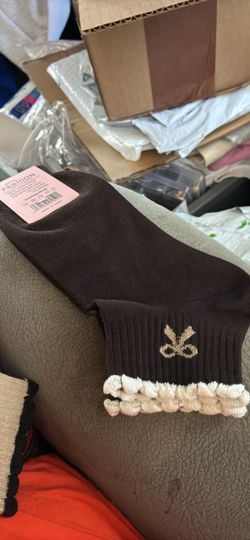 Black Crew Socks with Ruffle Trim