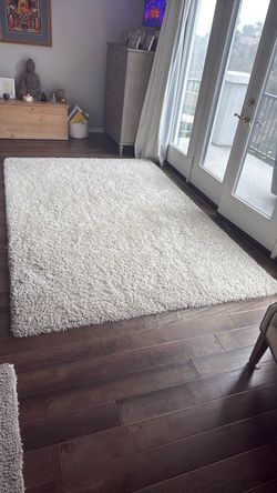 Large White/cream Shag Area Rug