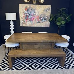 Dining Table, Chairs And Bench