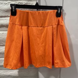 Bright Orange Mini Skirt  With Built In Shorts Size Small
