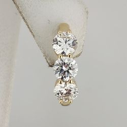 14k gold 2ctw lab diamond hoop earrings