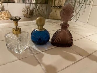 Set of 3 Vintage Decorative Glass Perfume Bottles