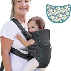 Swift Classic Baby Carrier with Storage Pocket and Wonder Bib, Adjustable Straps, Black (8–25 lb)