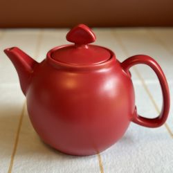 Vintage Chantal Red Stoneware Teapot With Tea Infuser