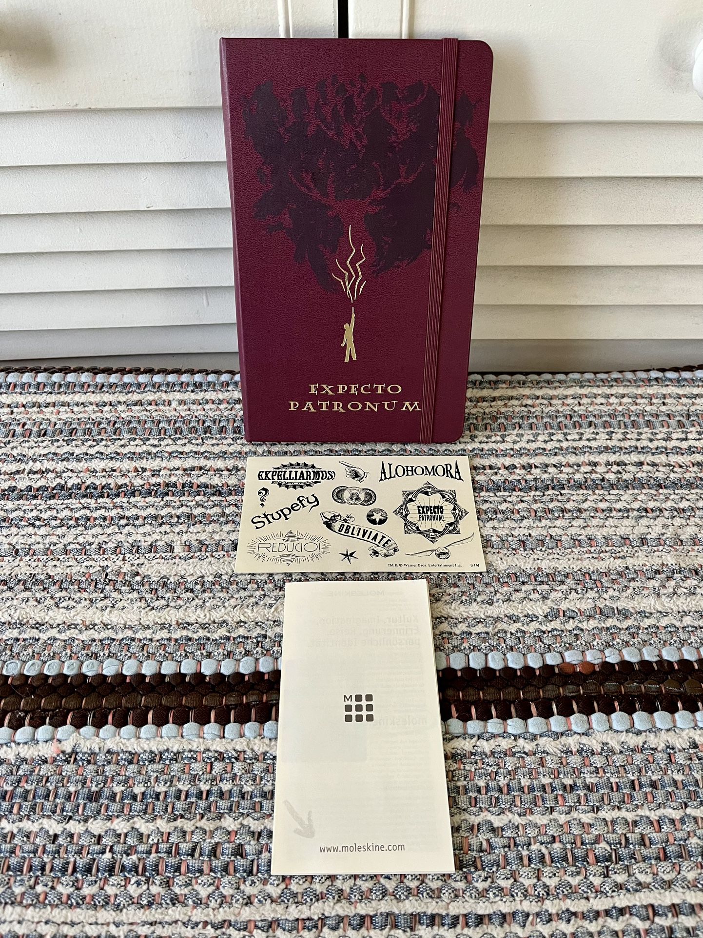 Rare Harry Potter Moleskin Burgundy Red Notebook Expecto Patronum With Stickers