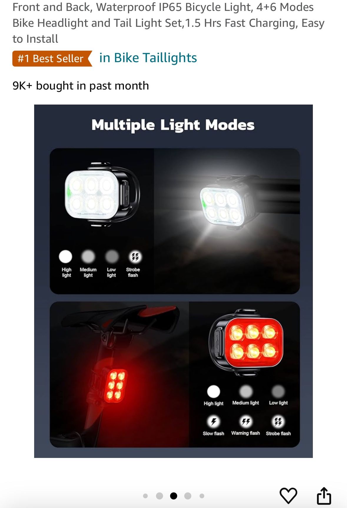 Two Bike Lights Rechargeable