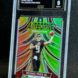 2024 Rookies & Stars 💥 Michael Penix Jr 💥 Airbourne Prizm Rookie GMA 9 Mint 💎 - Atlanta Falcons