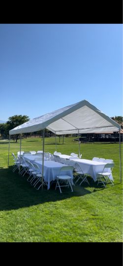 Table chairs canopies