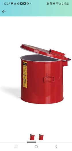 JUSTRITE Manufacturing 27605 Steel Dip Tank for Cleaning Parts, Manual Cover with Fusible Link, Optional Parts Basket, 5 gal Capacity, 13" H x 13.75"