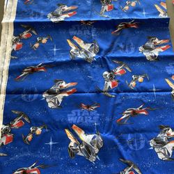 Star Wars Fabric 2005 Space Ships Blue Background Lucasfilm Ltd Retro 84"