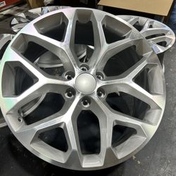 4x 22" Silver OE replica SNOWFLAKE wheels Chevy Tahoe GMC Sierra Denali 6x5.5