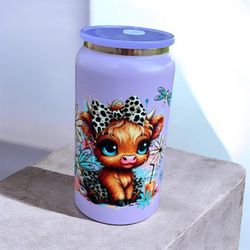 Stainless steel cup with straw