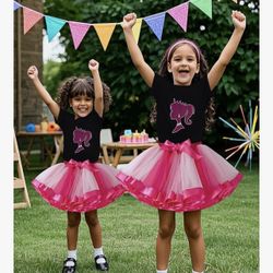 Barbie Girls Pink Costume Set rainbow Tutu Dress For Kids Movie Cosplay Dress Up Outfits 