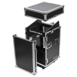 Odyssey FZ1014W 10U Top Slanted 14U Vertical Pro Combo Rack with Wheels
