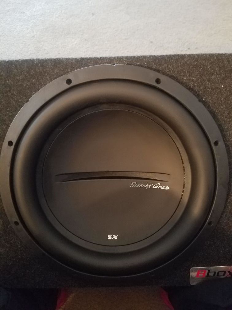 12" phoenix gold sx series sub and phoenix gold z500.1 monoblock amplifier.