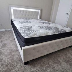 New Queen Bed frame + Mattress 