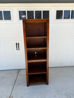 Tall Narrow Wood Bookcase 5-Shelf