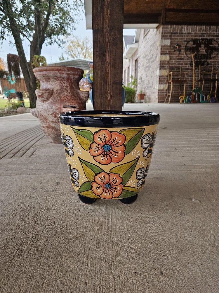 Talavera Butterfly or Bee Molcajete Clay Pots. (Planters) Plants. Pottery. $50 each