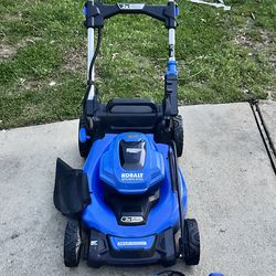 Self propelled lawn mower, battery
