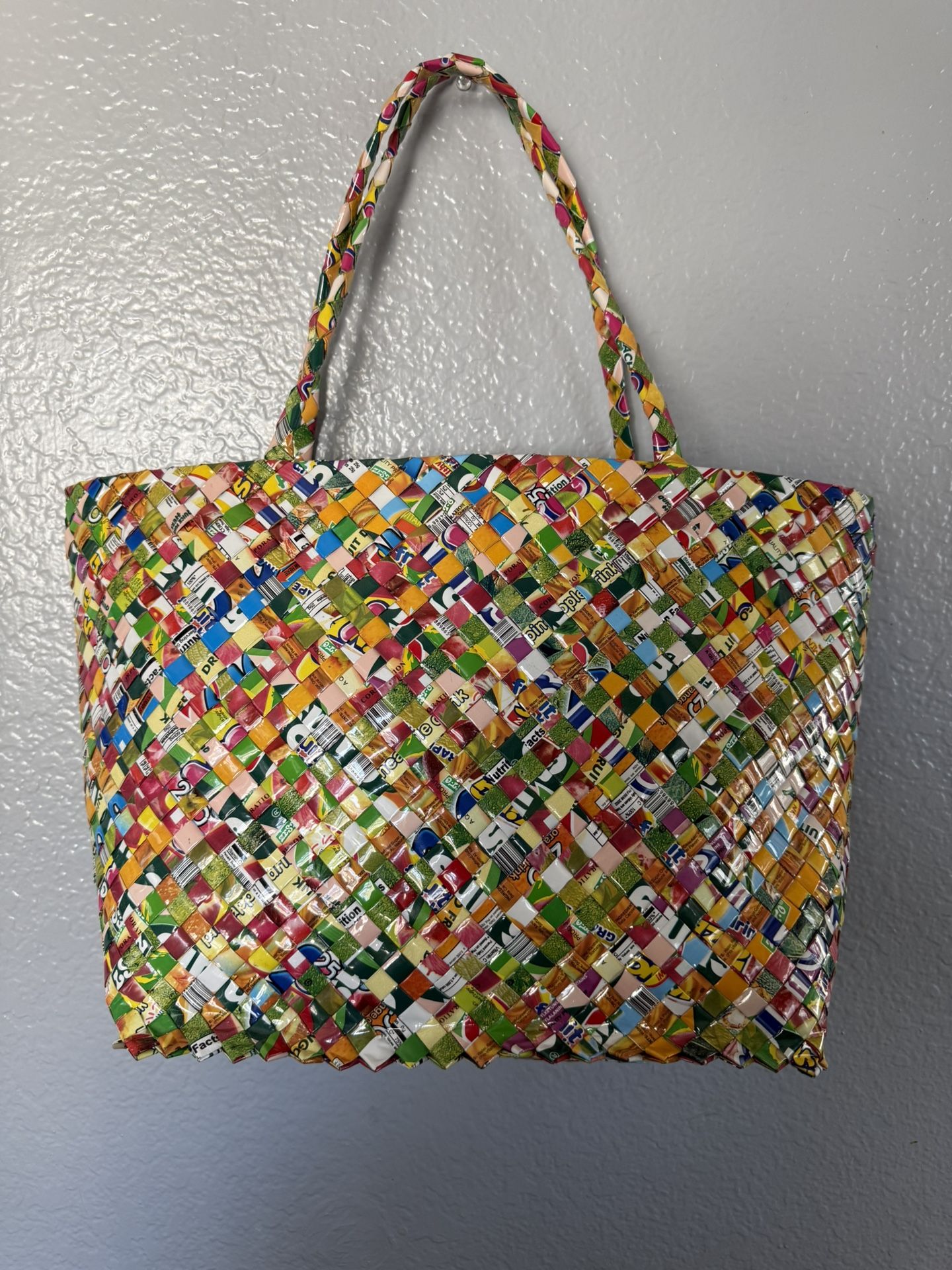 WRAPPER TOTE BAG CANDY WRAPPER GUM WRAPPER LARGE TOTE UPCYCLED RECYCLED BAG