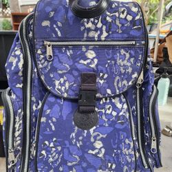 Kipling Alcatraz Blue Camouflage Rolling Backpack Used