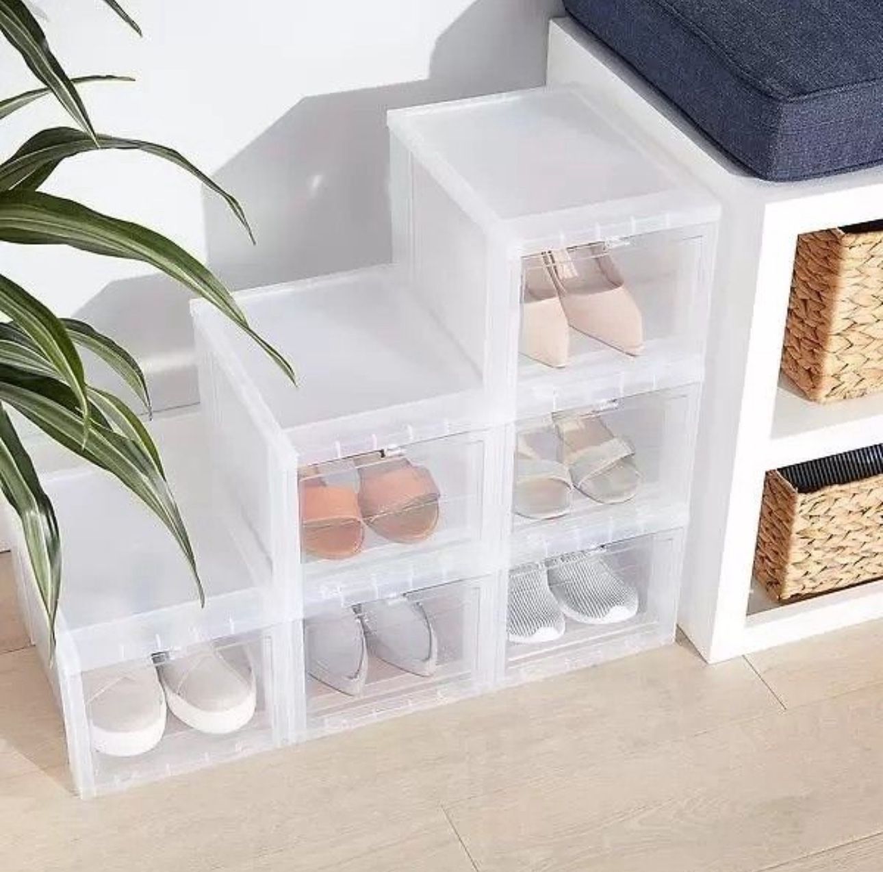Six Small Drop-Front Shoe Box Case From The Container Store 