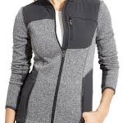 Athleta Truckee Jacket Full Zip Sweater Fleece Heather Gray Size S New MSRP $128