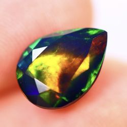 2.19Ct Welo Black Opal Polished - Ethiopian Opal - Pear Faceted