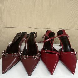 Red Patent Slingback Heels & Burgundy Slingback Heels